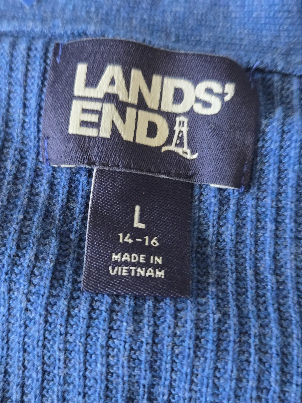 Lands' End Blue Cotton Twin Set Cardigan & Shell | Preppy Coastal Cottagecore L